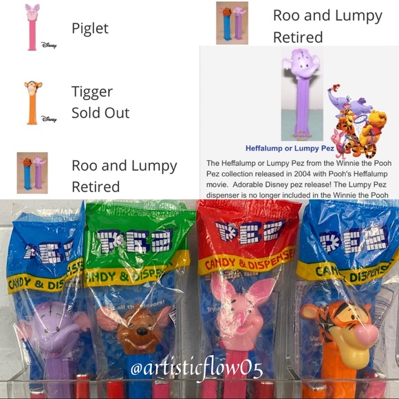 NEW RETIRED 2004 PEZ Roo & Lumpy w Piglet & Tigger - Picture 7 of 7